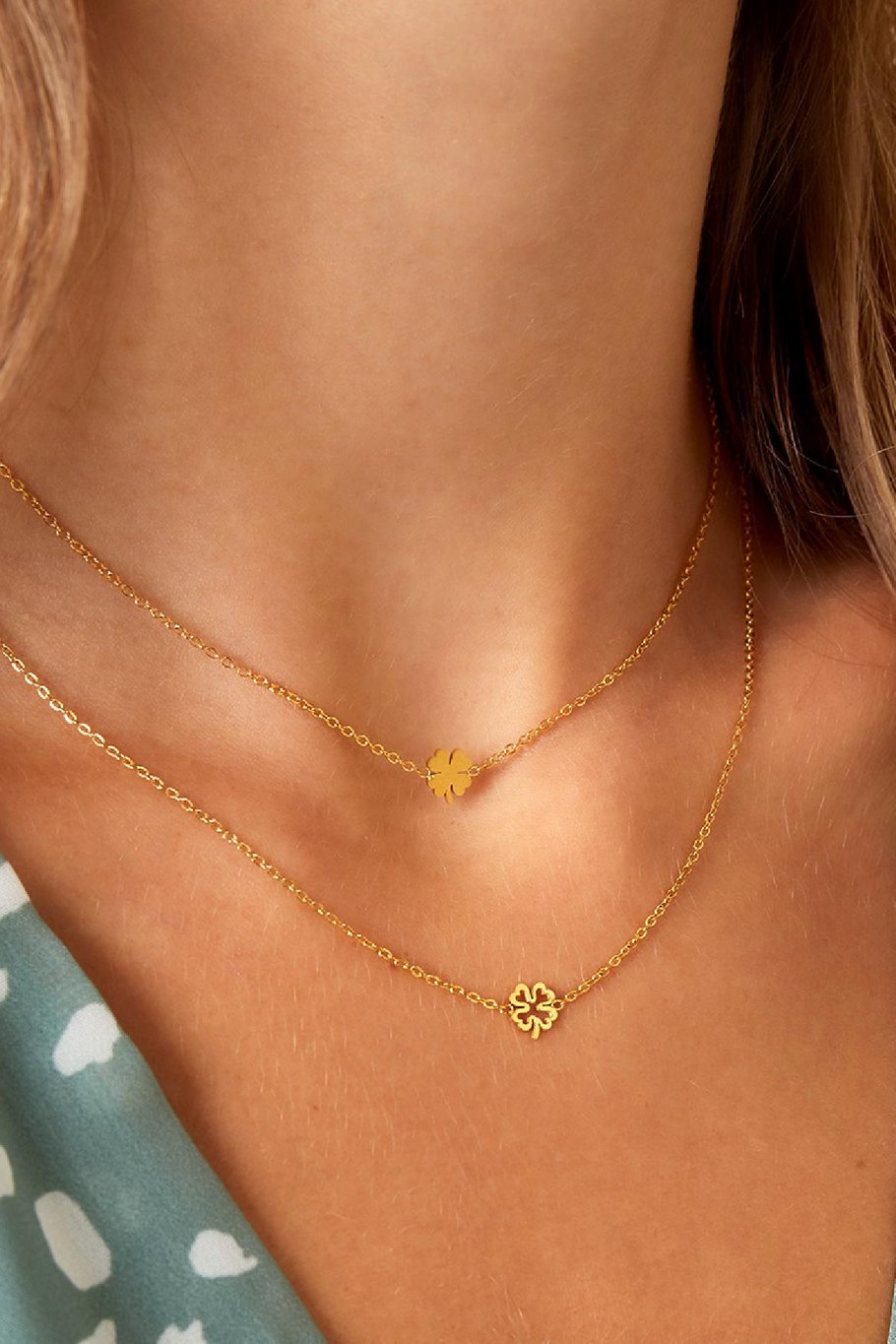 Necklace open clover Gold Color Stainless Steel Picture2